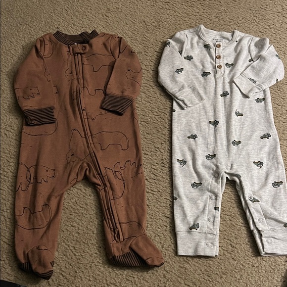 Carter's Other - Carters Brown Gray 6 Month One Piece Sleeper Set Double Zip and Snap Blue Pants